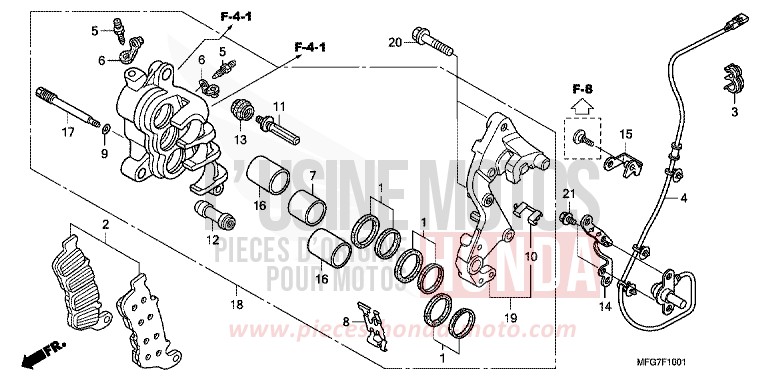MACHOIRE DE FREIN AVANT D. (CB600FA/FA3) de Hornet ABS PEARL NIGHTSTAR BLACK (NHA84) de 2007